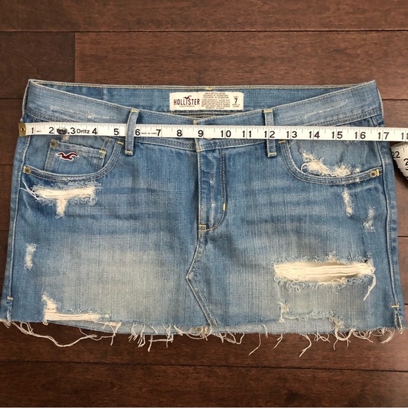 Hollister Light Wash Distressed Denim Mini Skirt 7 - Picture 3 of 8